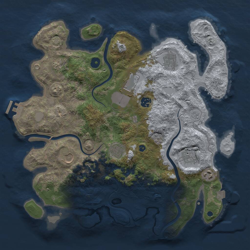 Rust Map: Procedural Map, Size: 3700, Seed: 1277687540, 14 Monuments