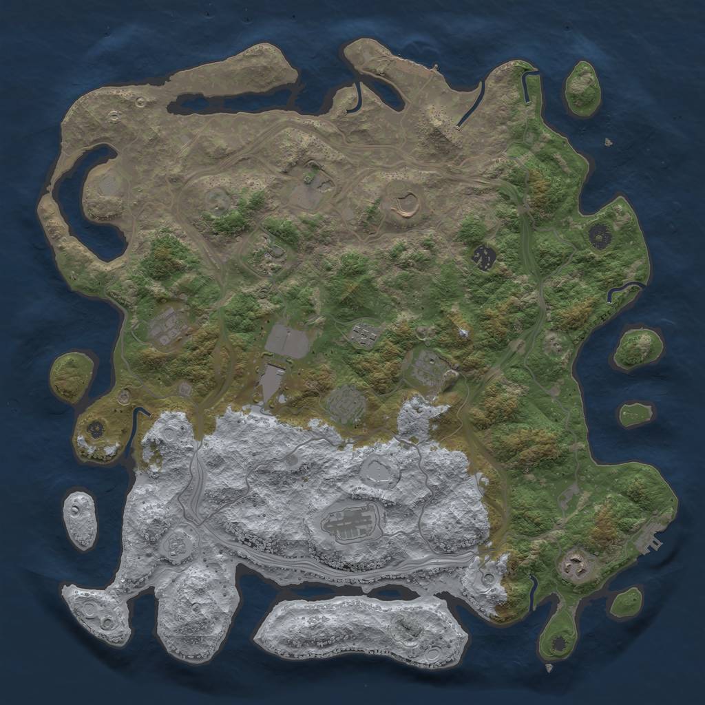Rust Map: Procedural Map, Size: 4400, Seed: 836429062, 20 Monuments