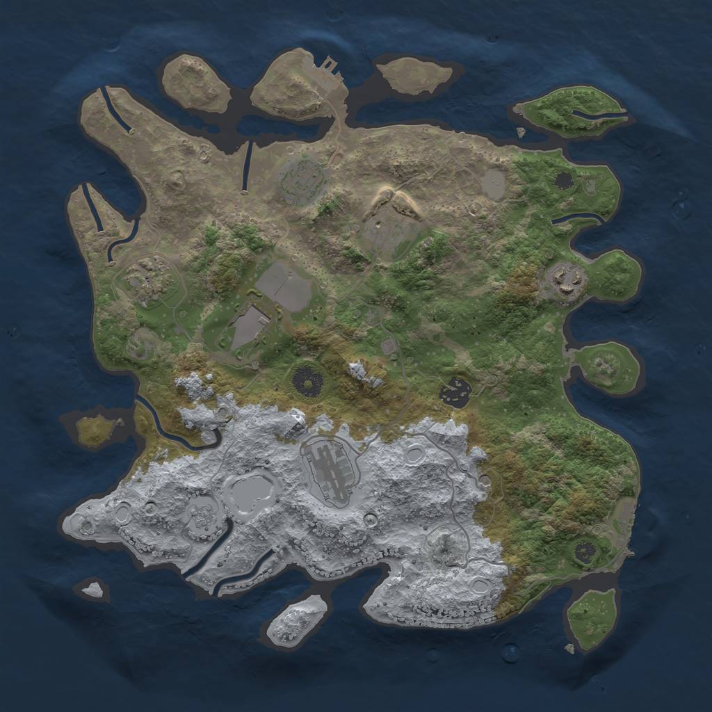 Rust Map: Procedural Map, Size: 3500, Seed: 62496244, 16 Monuments