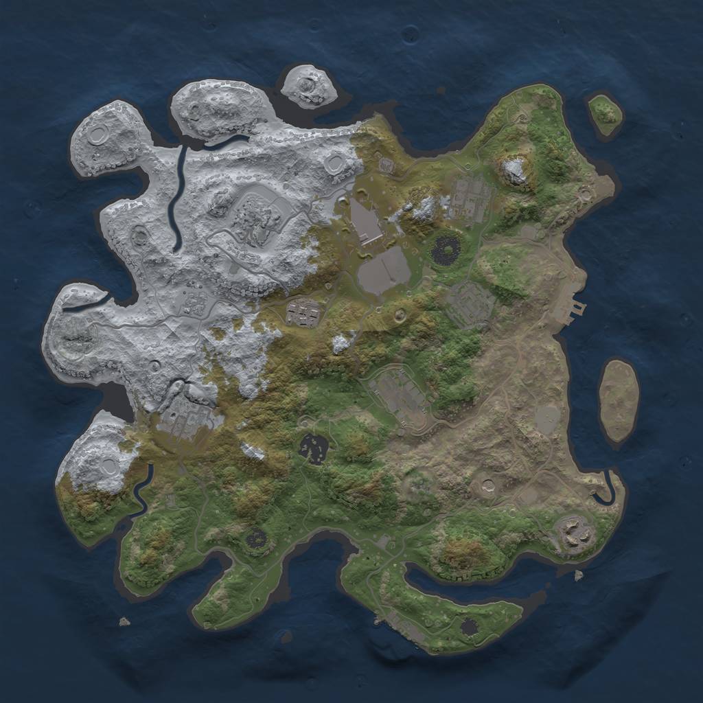 Rust Map: Procedural Map, Size: 3500, Seed: 715401593, 18 Monuments