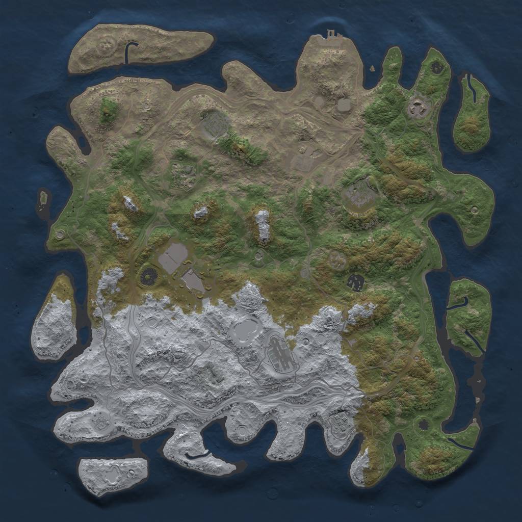 Rust Map: Procedural Map, Size: 4500, Seed: 1999215804, 17 Monuments