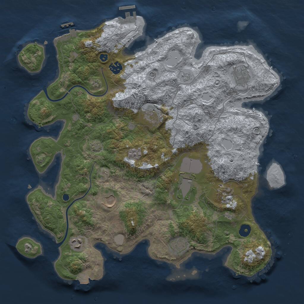 Rust Map: Procedural Map, Size: 3750, Seed: 739785338, 15 Monuments