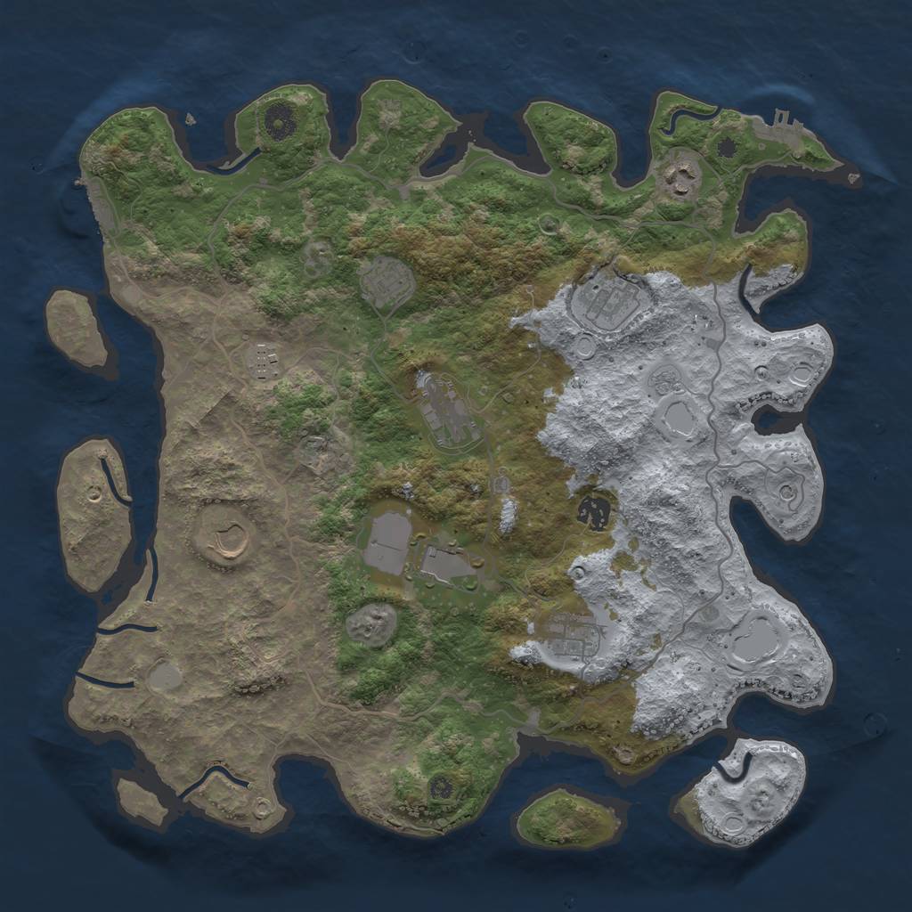 Rust Map: Procedural Map, Size: 4000, Seed: 2095617986, 18 Monuments