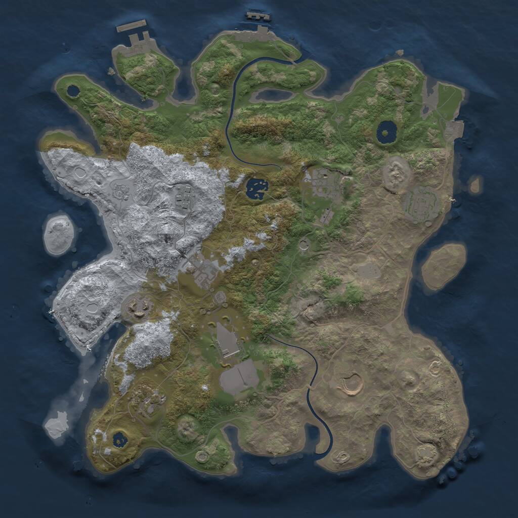 Rust Map: Procedural Map, Size: 3500, Seed: 1692996503, 15 Monuments