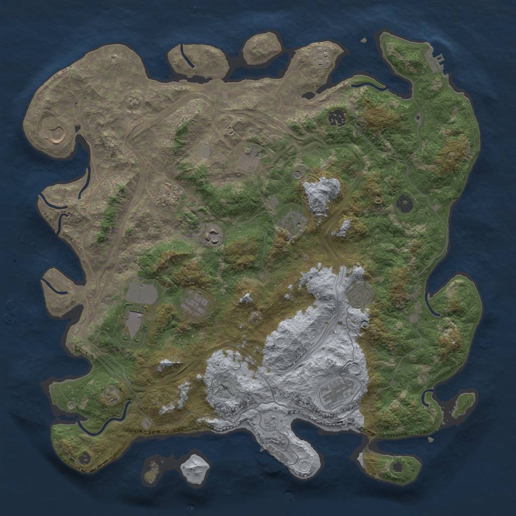 Rust Map: Procedural Map, Size: 4500, Seed: 332784502, 20 Monuments