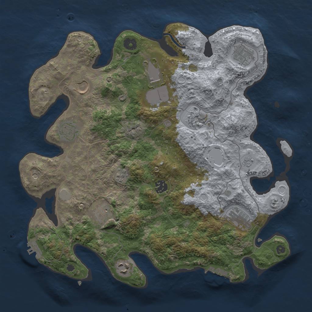 Rust Map: Procedural Map, Size: 3600, Seed: 950370775, 19 Monuments