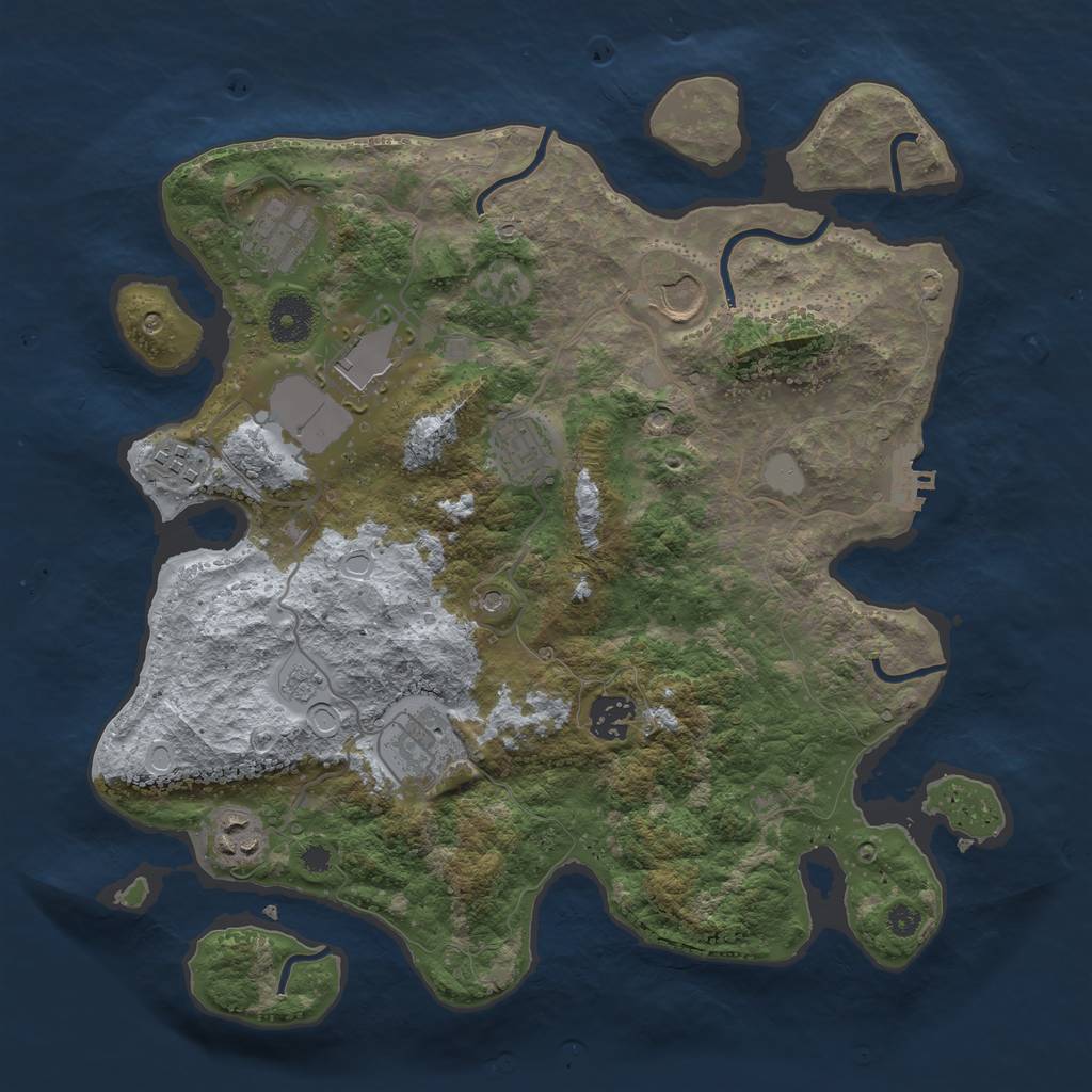 Rust Map: Procedural Map, Size: 3500, Seed: 18303, 16 Monuments