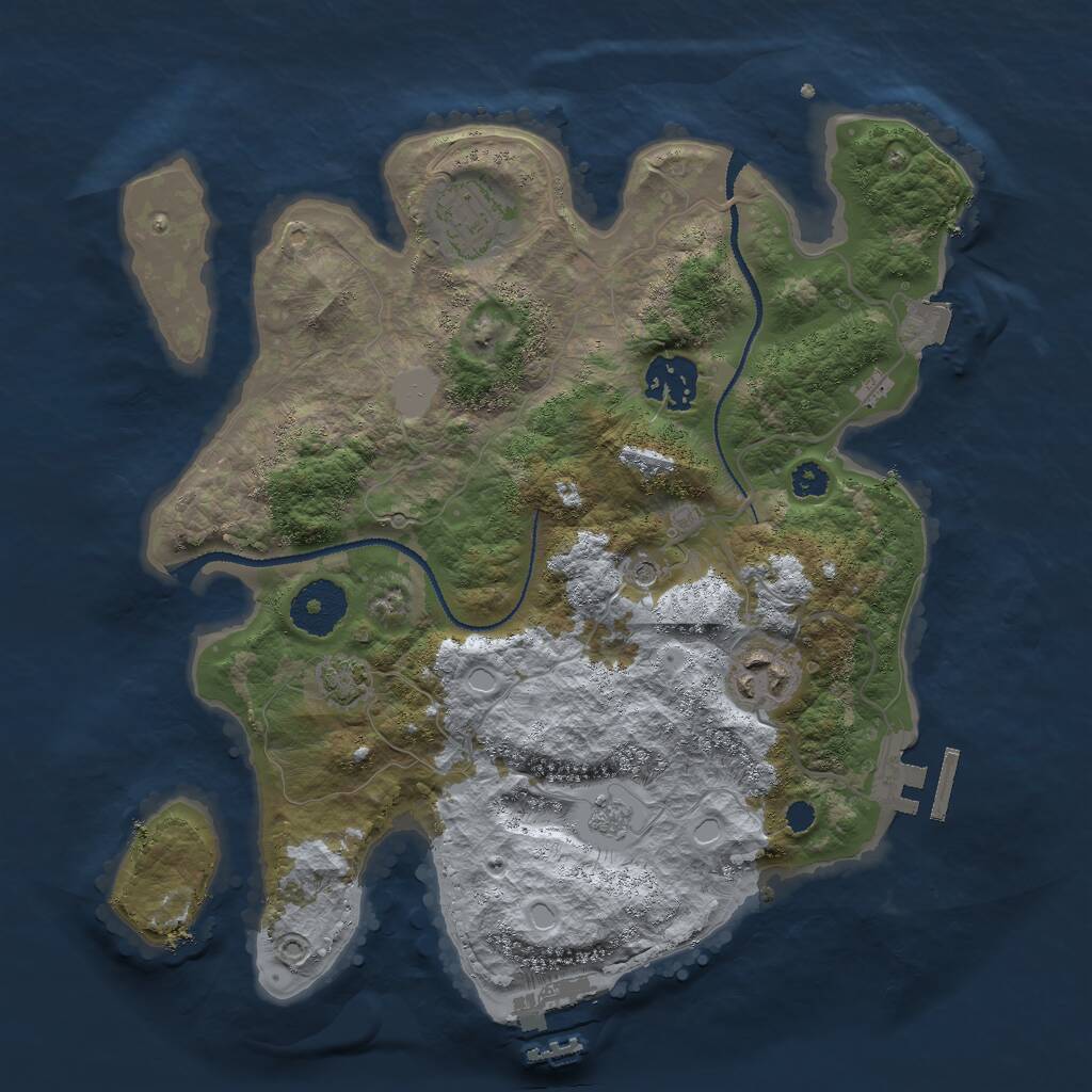 Rust Map: Procedural Map, Size: 3000, Seed: 1070882896, 9 Monuments