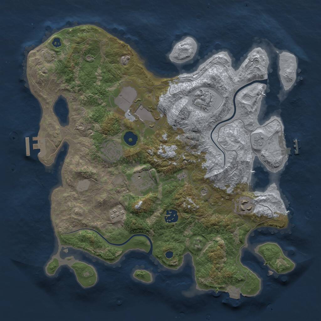 Rust Map: Procedural Map, Size: 3500, Seed: 98367140, 13 Monuments