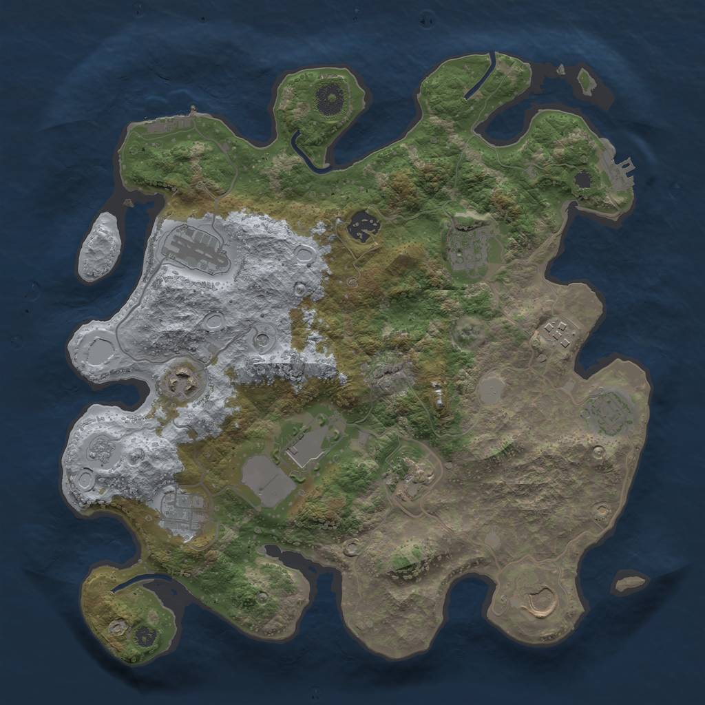 Rust Map: Procedural Map, Size: 3500, Seed: 1831734074, 19 Monuments