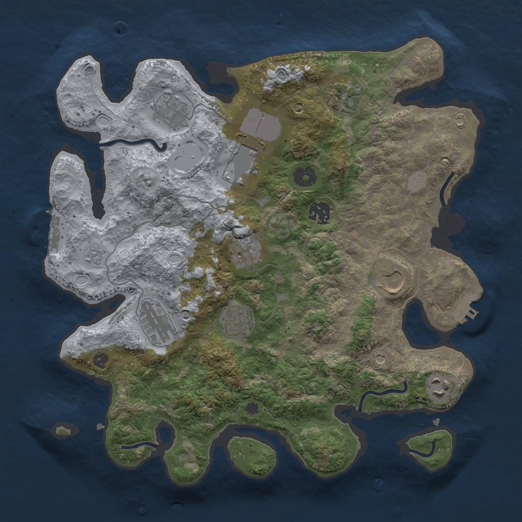 Rust Map: Procedural Map, Size: 3500, Seed: 1607184965, 18 Monuments