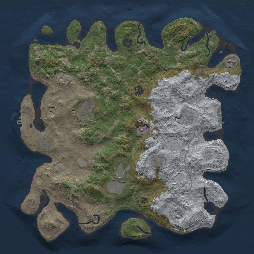 Rust Map: Procedural Map, Size: 4000, Seed: 21319936, 18 Monuments