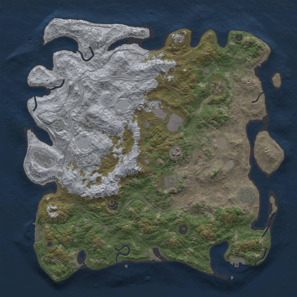Rust Map: Procedural Map, Size: 4500, Seed: 1733972929, 18 Monuments