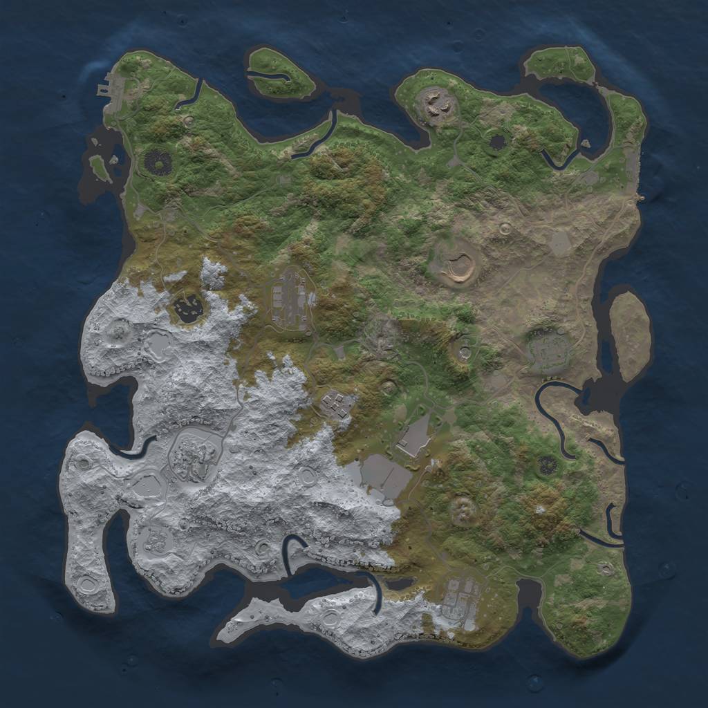 Rust Map: Procedural Map, Size: 3800, Seed: 2023551359, 18 Monuments