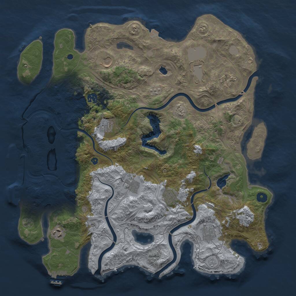 Rust Map: Procedural Map, Size: 4250, Seed: 601194319, 16 Monuments