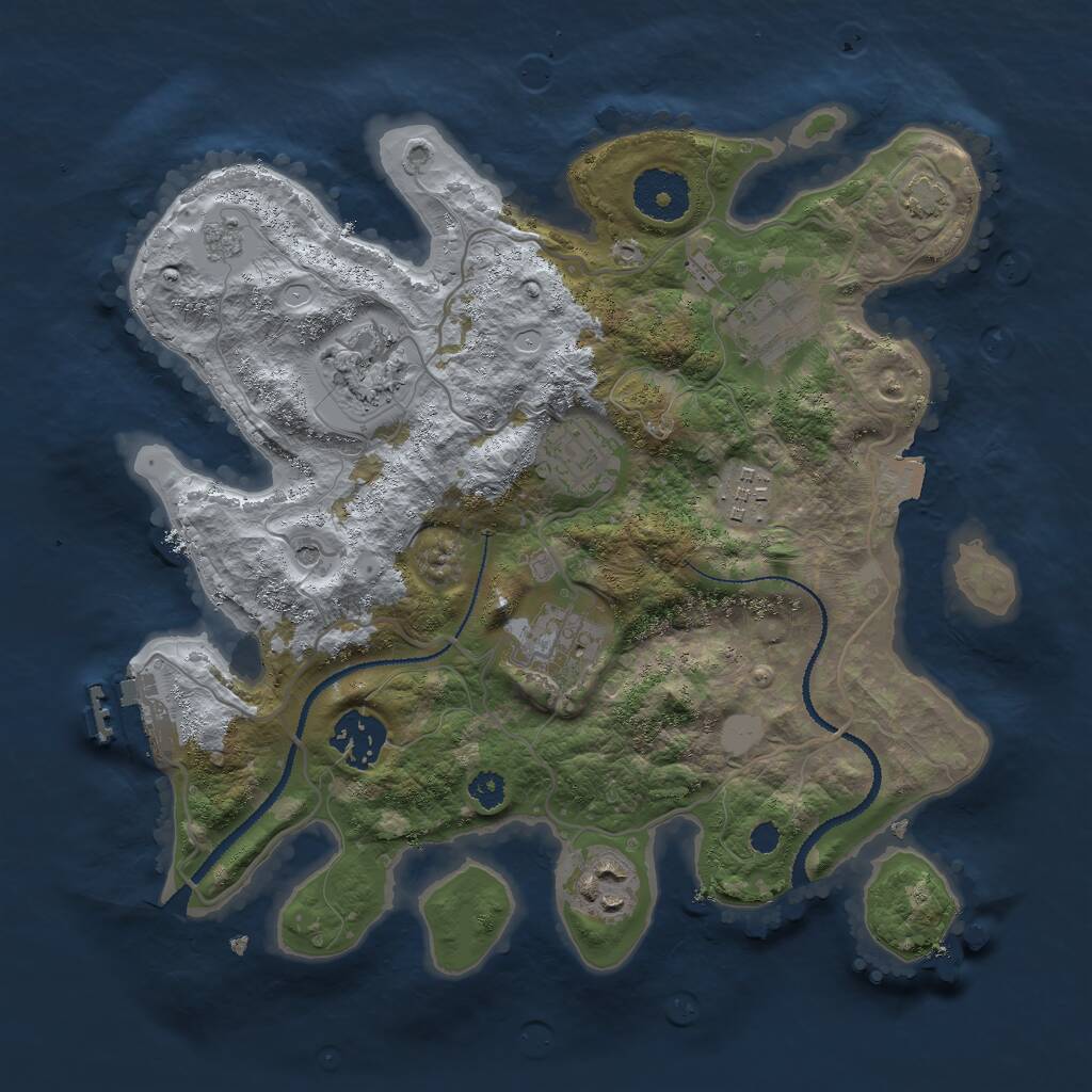 Rust Map: Procedural Map, Size: 3000, Seed: 2077, 12 Monuments