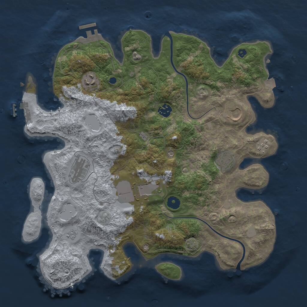 Rust Map: Procedural Map, Size: 3600, Seed: 1290862461, 13 Monuments