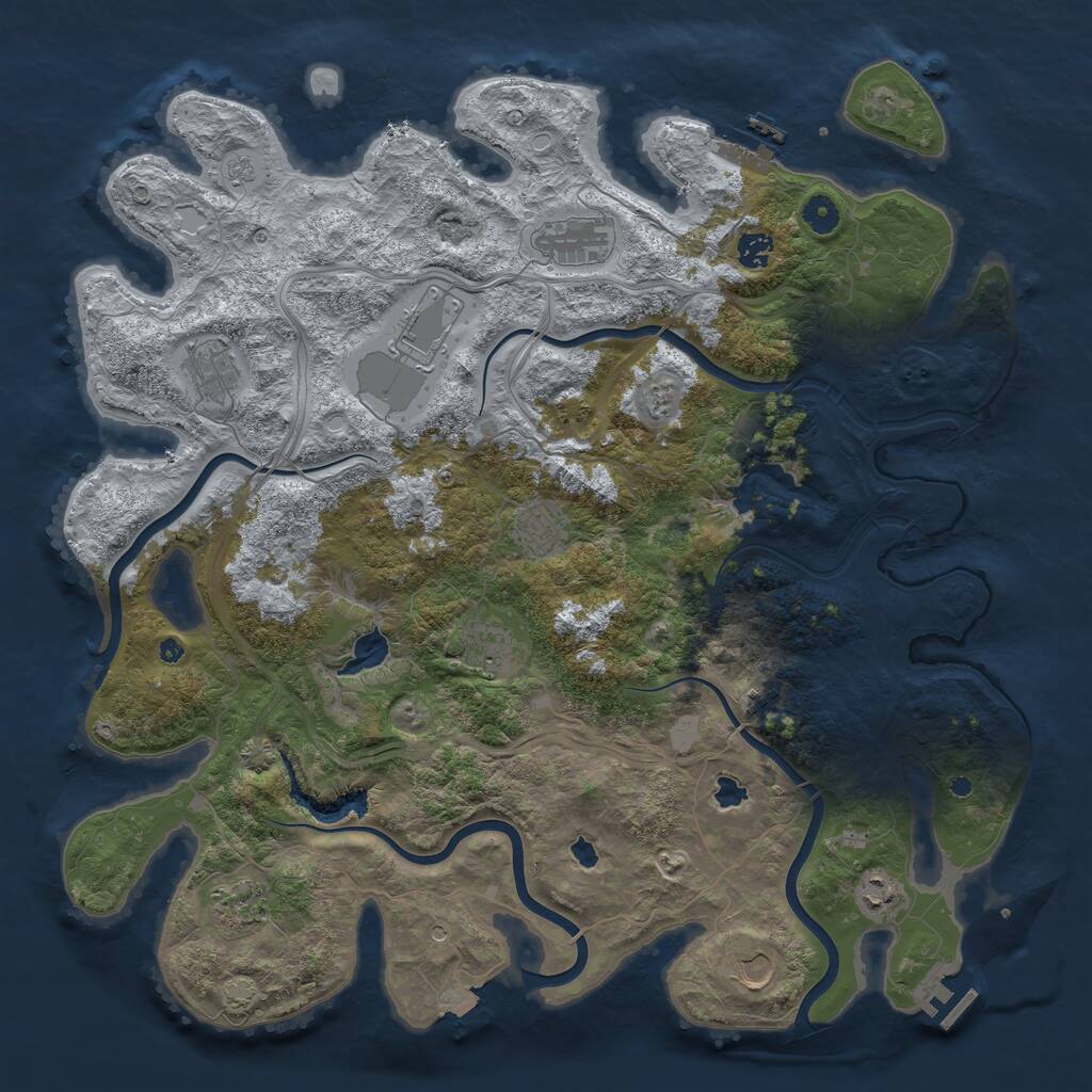 Rust Map: Procedural Map, Size: 4500, Seed: 888724562, 16 Monuments