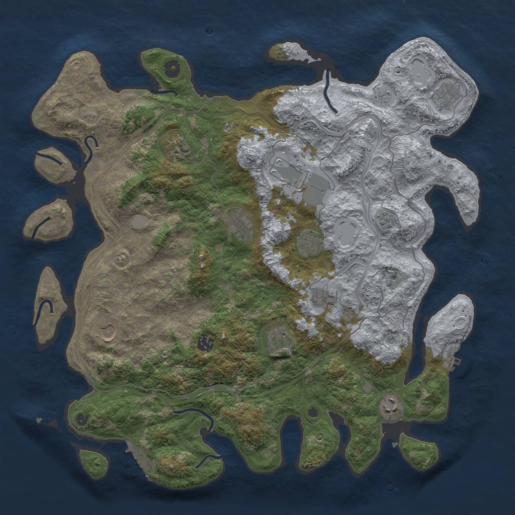 Rust Map: Procedural Map, Size: 4500, Seed: 2124928624, 20 Monuments