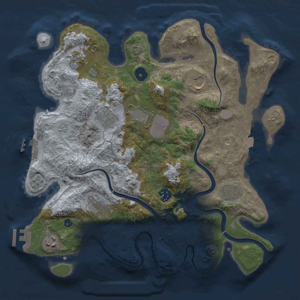 Rust Map: Procedural Map, Size: 3500, Seed: 43213423, 15 Monuments