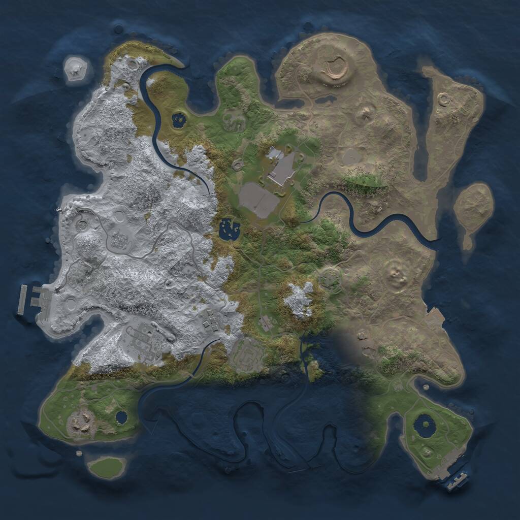 Rust Map: Procedural Map, Size: 3500, Seed: 43213423, 14 Monuments