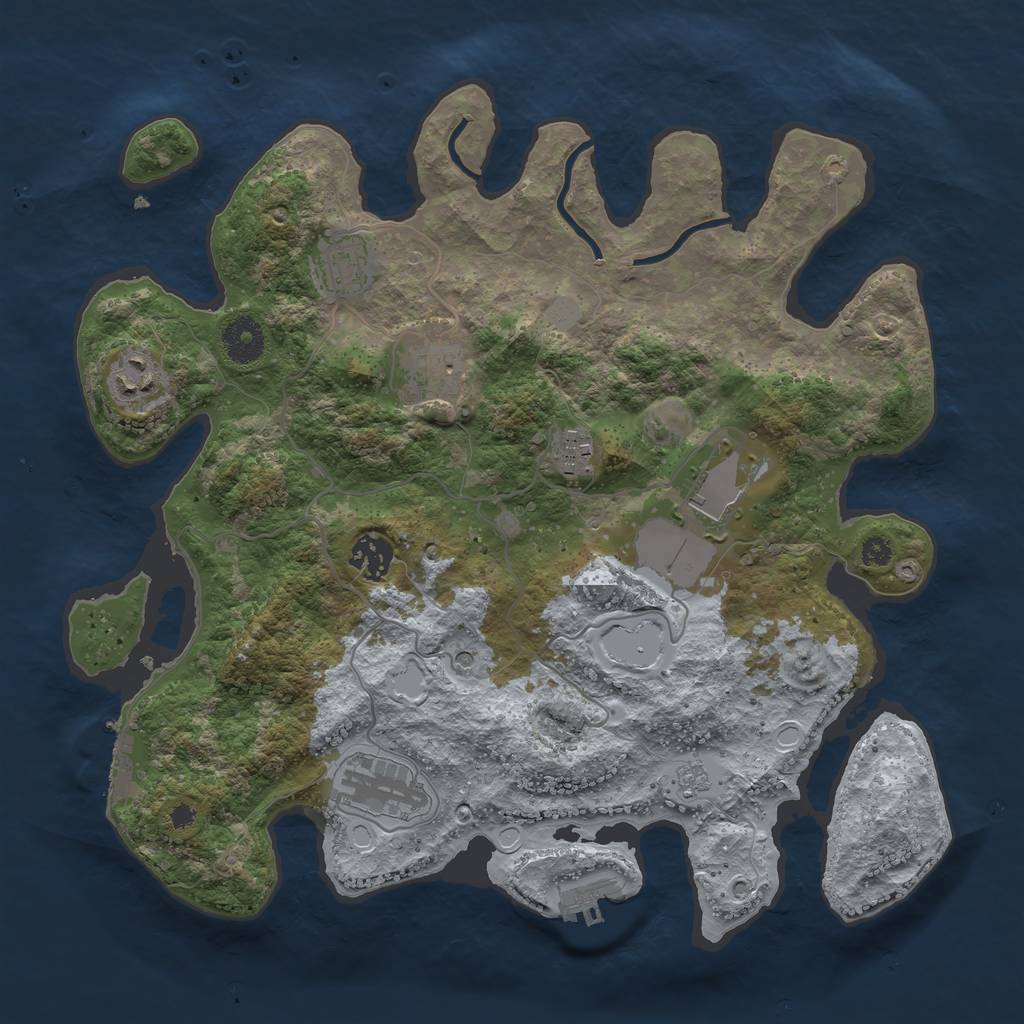 Rust Map: Procedural Map, Size: 3500, Seed: 2323332, 16 Monuments