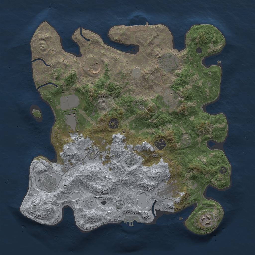 Rust Map: Procedural Map, Size: 3500, Seed: 137060255, 19 Monuments