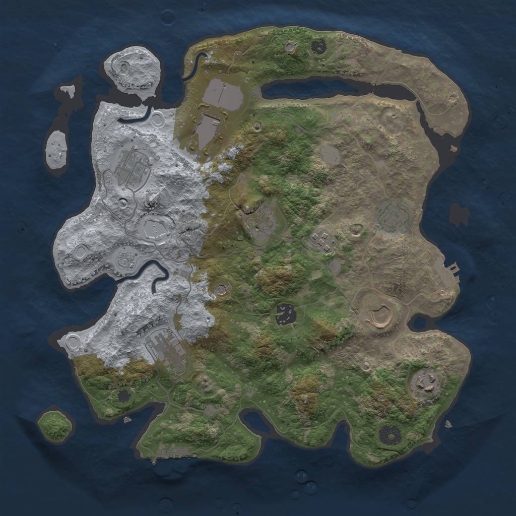 Rust Map: Procedural Map, Size: 3500, Seed: 1005232, 18 Monuments