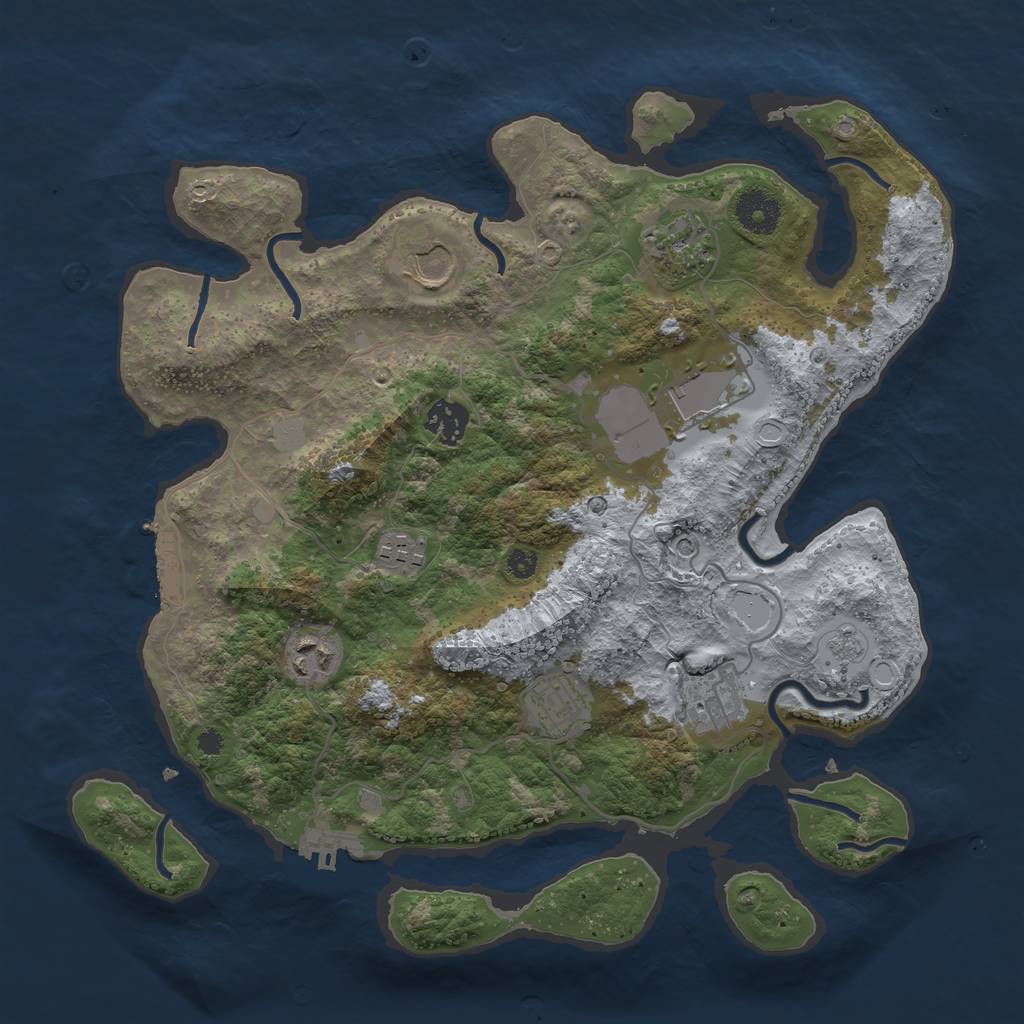 Rust Map: Procedural Map, Size: 3500, Seed: 1522914651, 17 Monuments