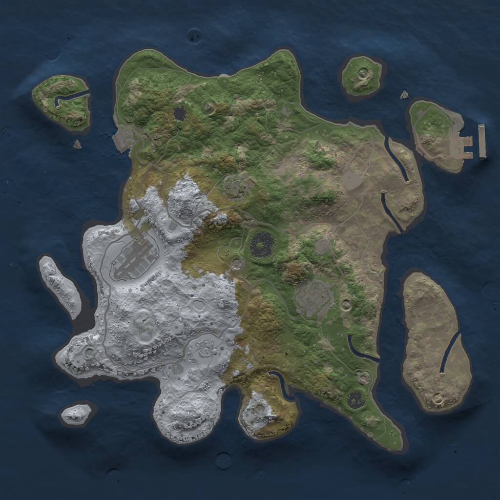 Rust Map: Procedural Map, Size: 3000, Seed: 1415367607, 7 Monuments