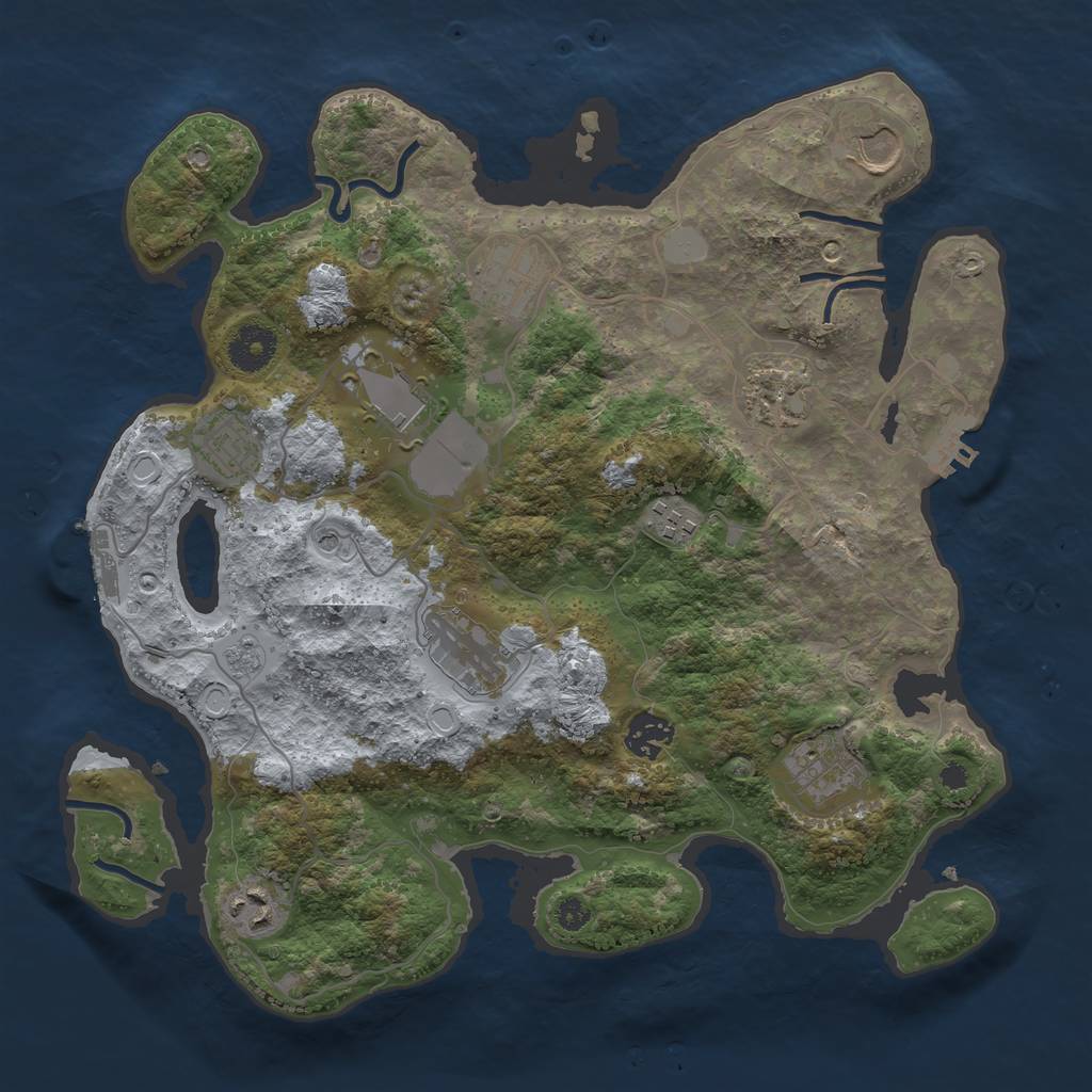 Rust Map: Procedural Map, Size: 3500, Seed: 1653600643, 19 Monuments