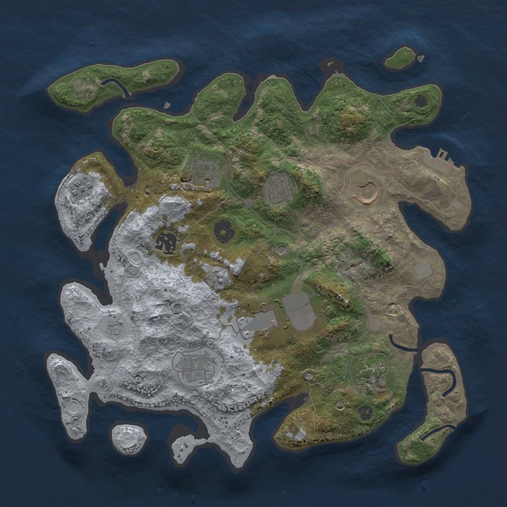 Rust Map: Procedural Map, Size: 3500, Seed: 669514170, 16 Monuments