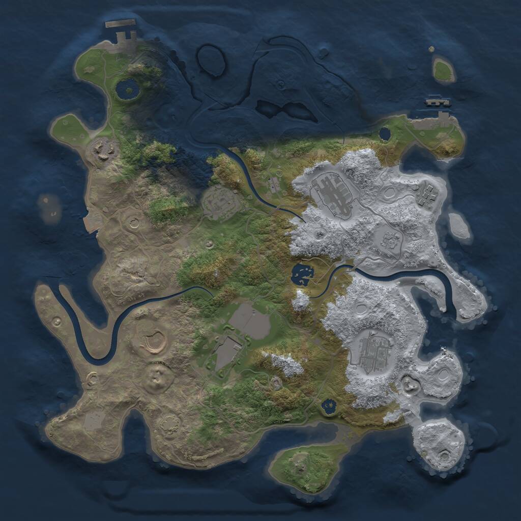 Rust Map: Procedural Map, Size: 3500, Seed: 48035255, 14 Monuments