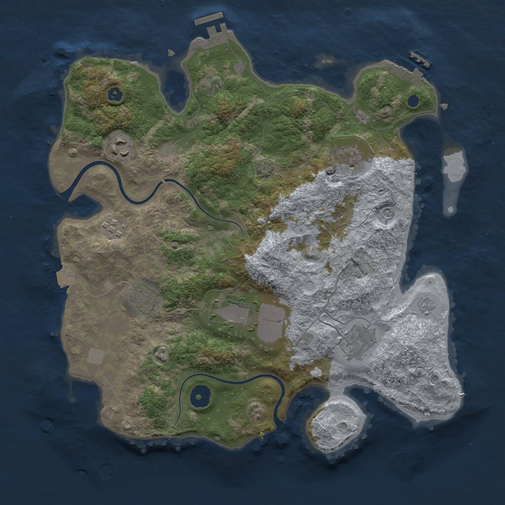 Rust Map: Procedural Map, Size: 3500, Seed: 58942388, 12 Monuments
