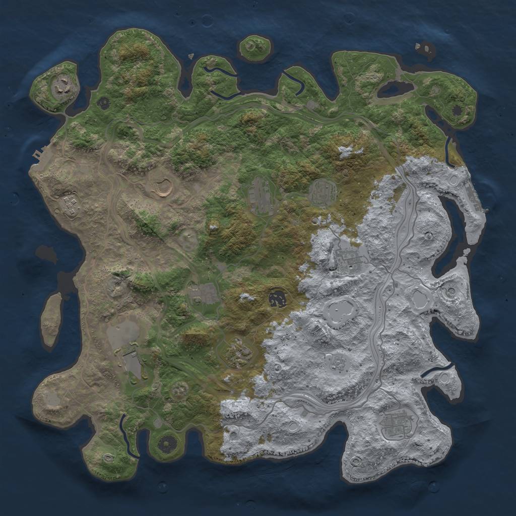 Rust Map: Procedural Map, Size: 4300, Seed: 852113, 20 Monuments