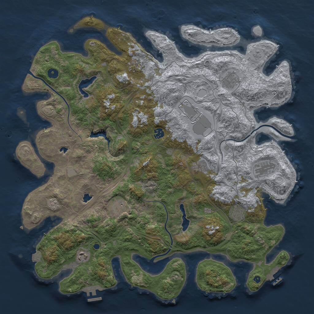 Rust Map: Procedural Map, Size: 4500, Seed: 2140144998, 16 Monuments