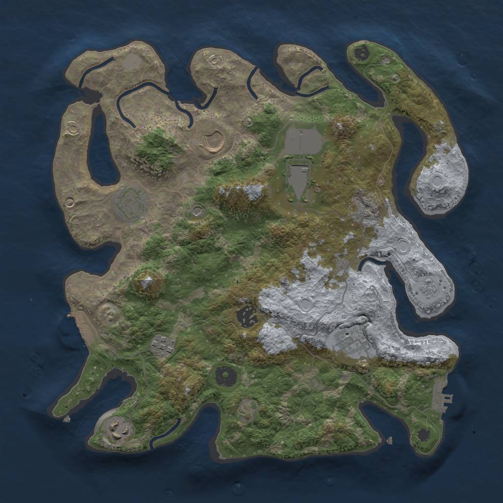 Rust Map: Procedural Map, Size: 3500, Seed: 685630, 16 Monuments