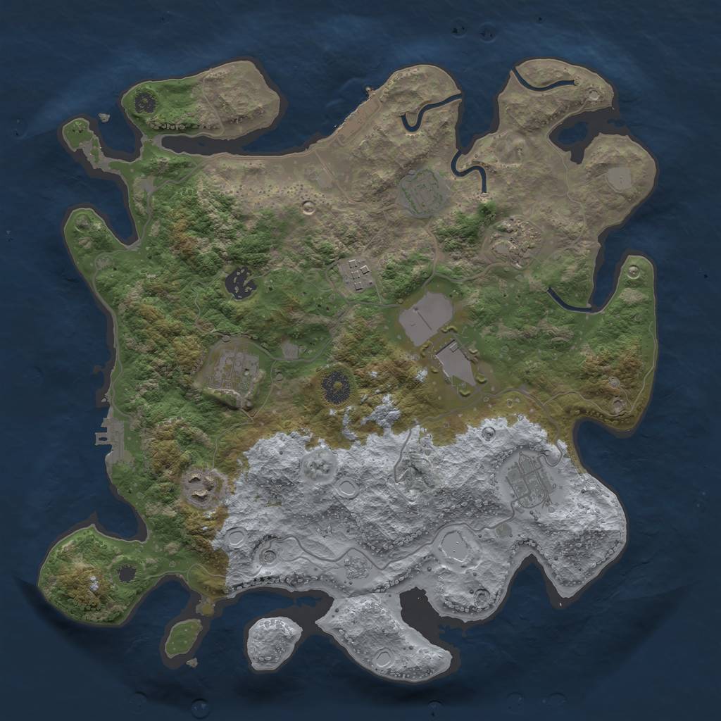 Rust Map: Procedural Map, Size: 3500, Seed: 24525, 17 Monuments
