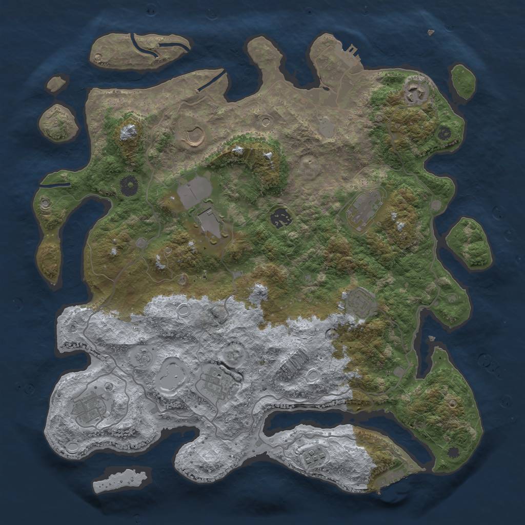 Rust Map: Procedural Map, Size: 4000, Seed: 756443, 18 Monuments