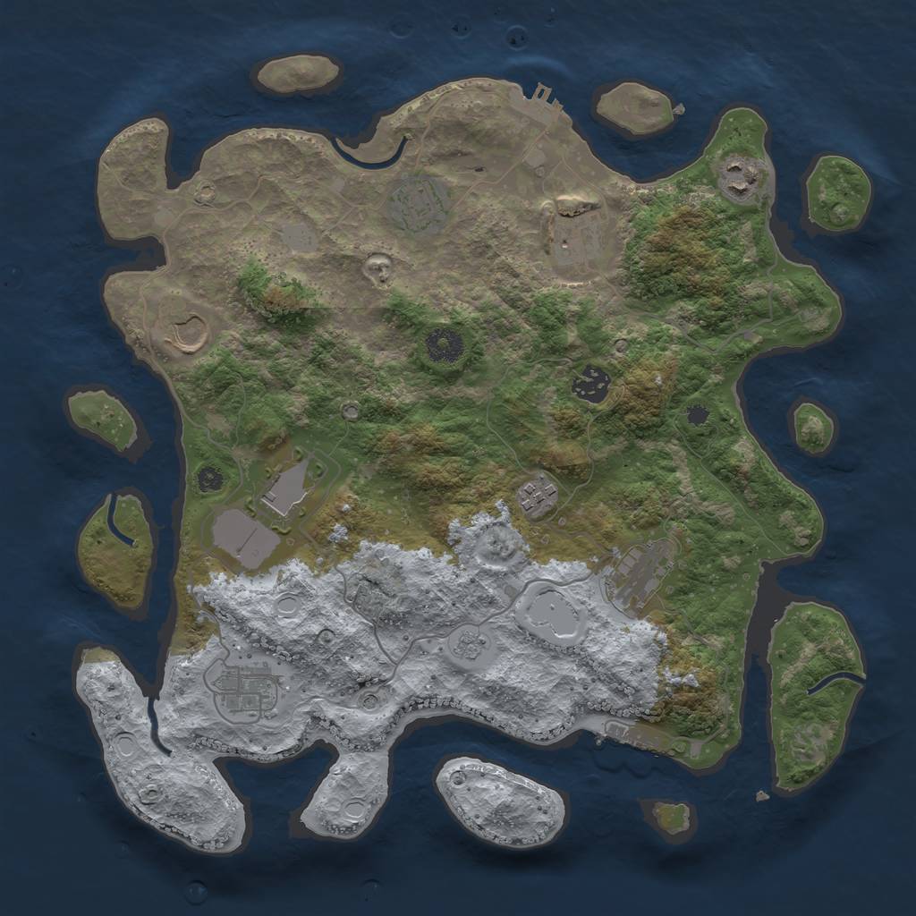 Rust Map: Procedural Map, Size: 3700, Seed: 480205213, 18 Monuments