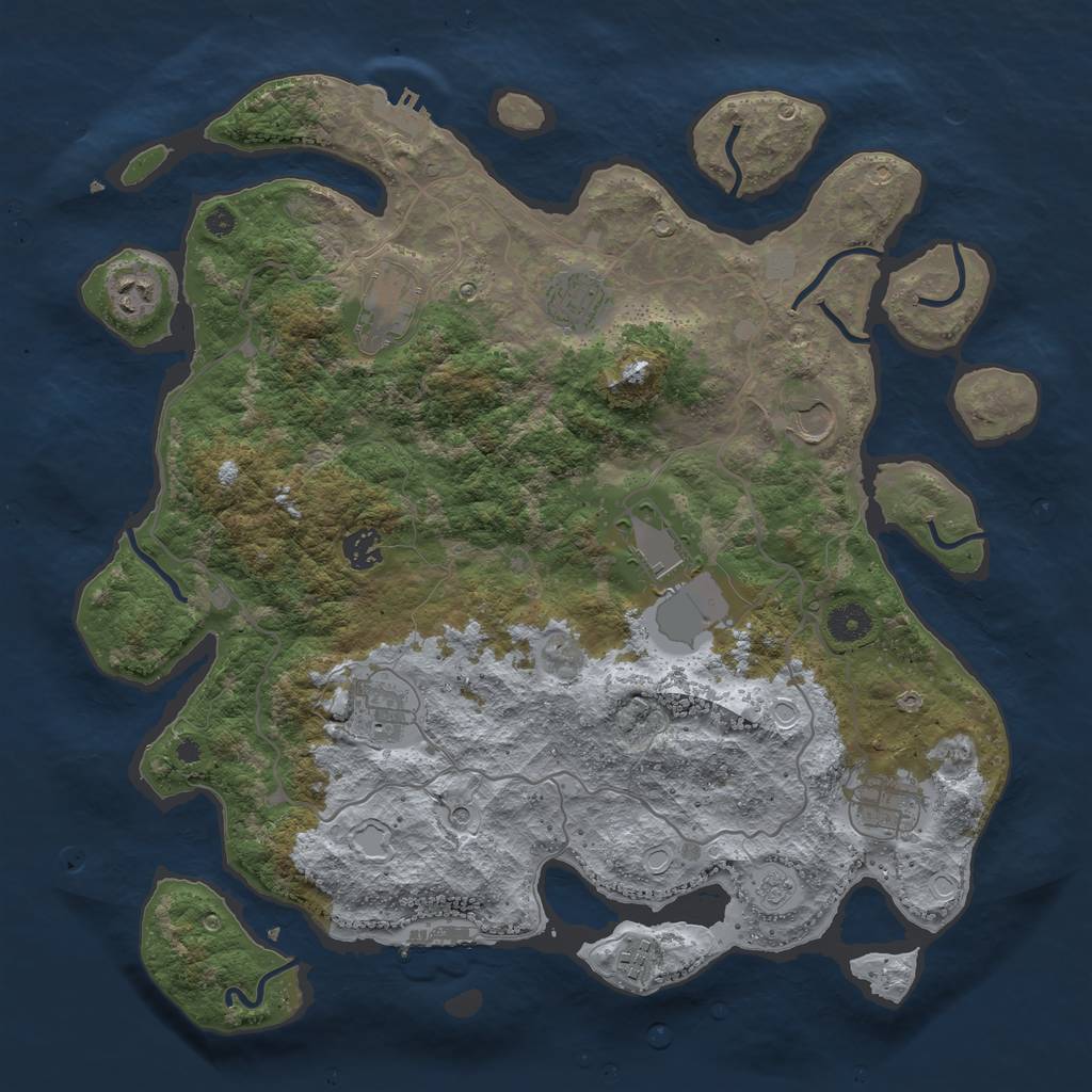 Rust Map: Procedural Map, Size: 4000, Seed: 209348, 18 Monuments