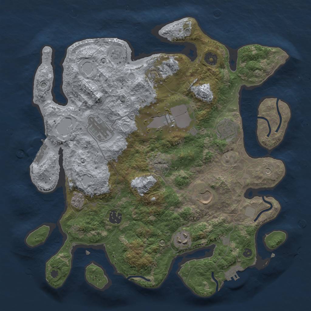 Rust Map: Procedural Map, Size: 3500, Seed: 299975116, 17 Monuments