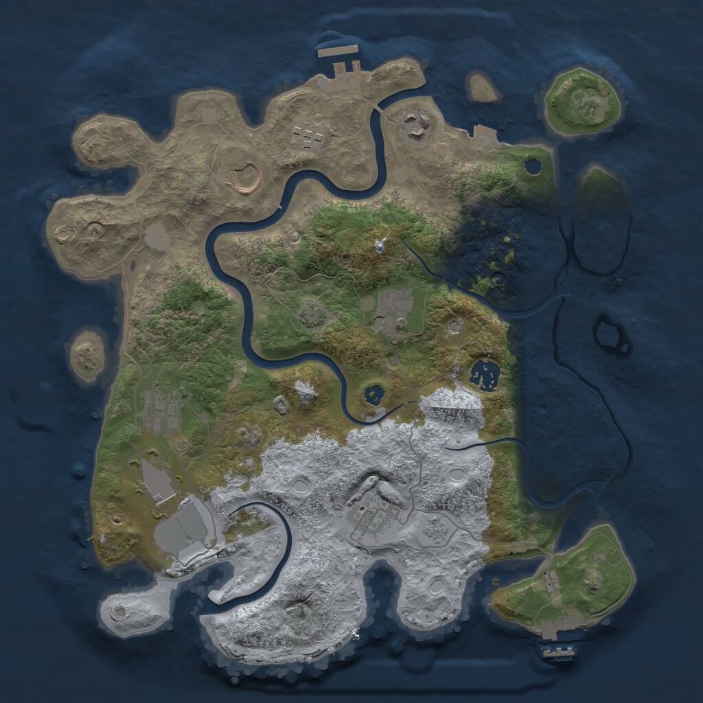 Rust Map: Procedural Map, Size: 3500, Seed: 58469904, 14 Monuments