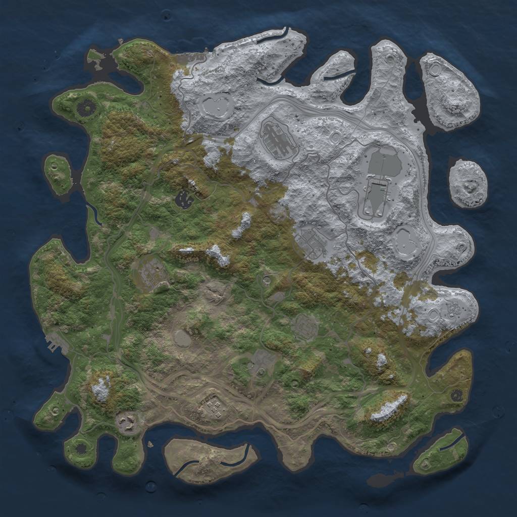 Rust Map: Procedural Map, Size: 4250, Seed: 1484189215, 18 Monuments