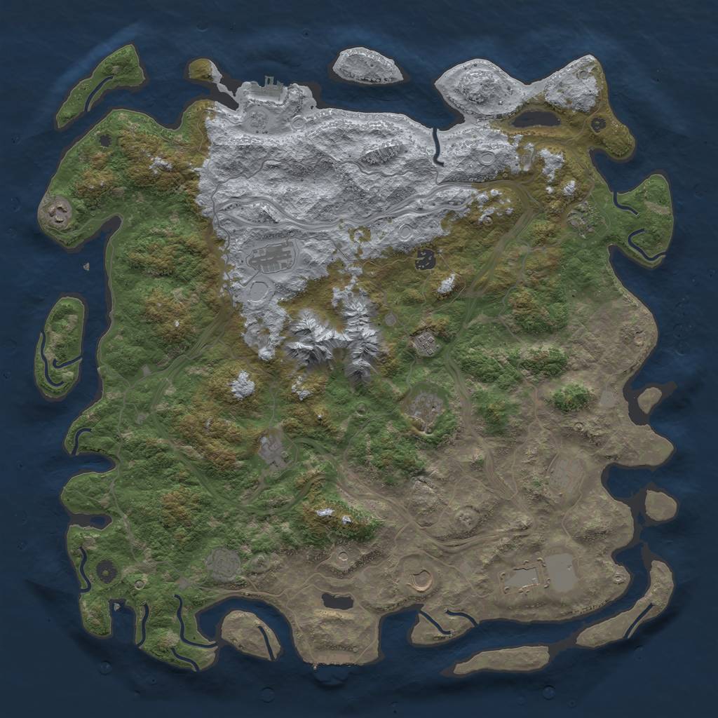 Rust Map: Procedural Map, Size: 5000, Seed: 1885673, 20 Monuments