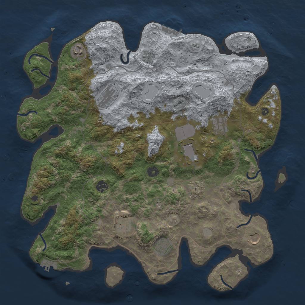 Rust Map: Procedural Map, Size: 4000, Seed: 251067035, 19 Monuments