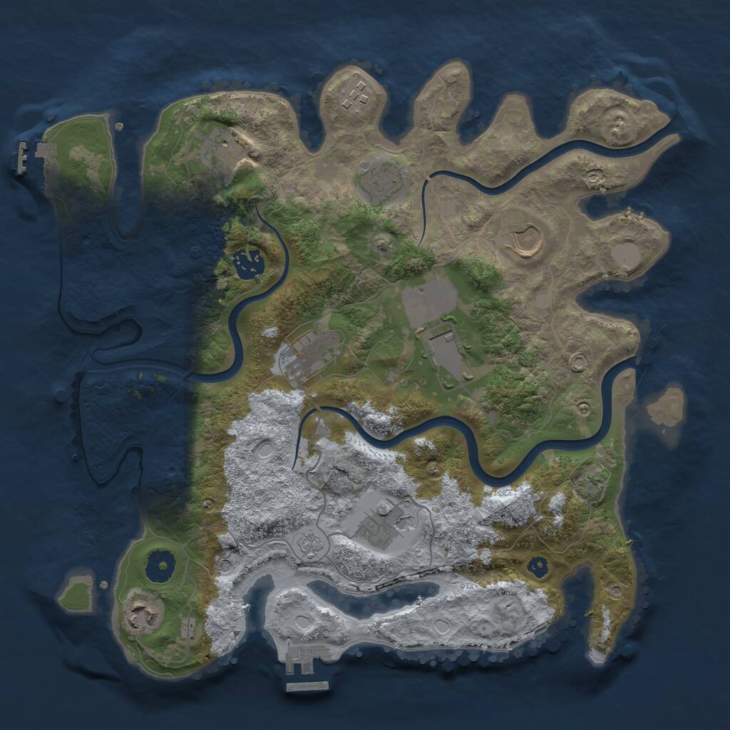 Rust Map: Procedural Map, Size: 3500, Seed: 879289545, 15 Monuments