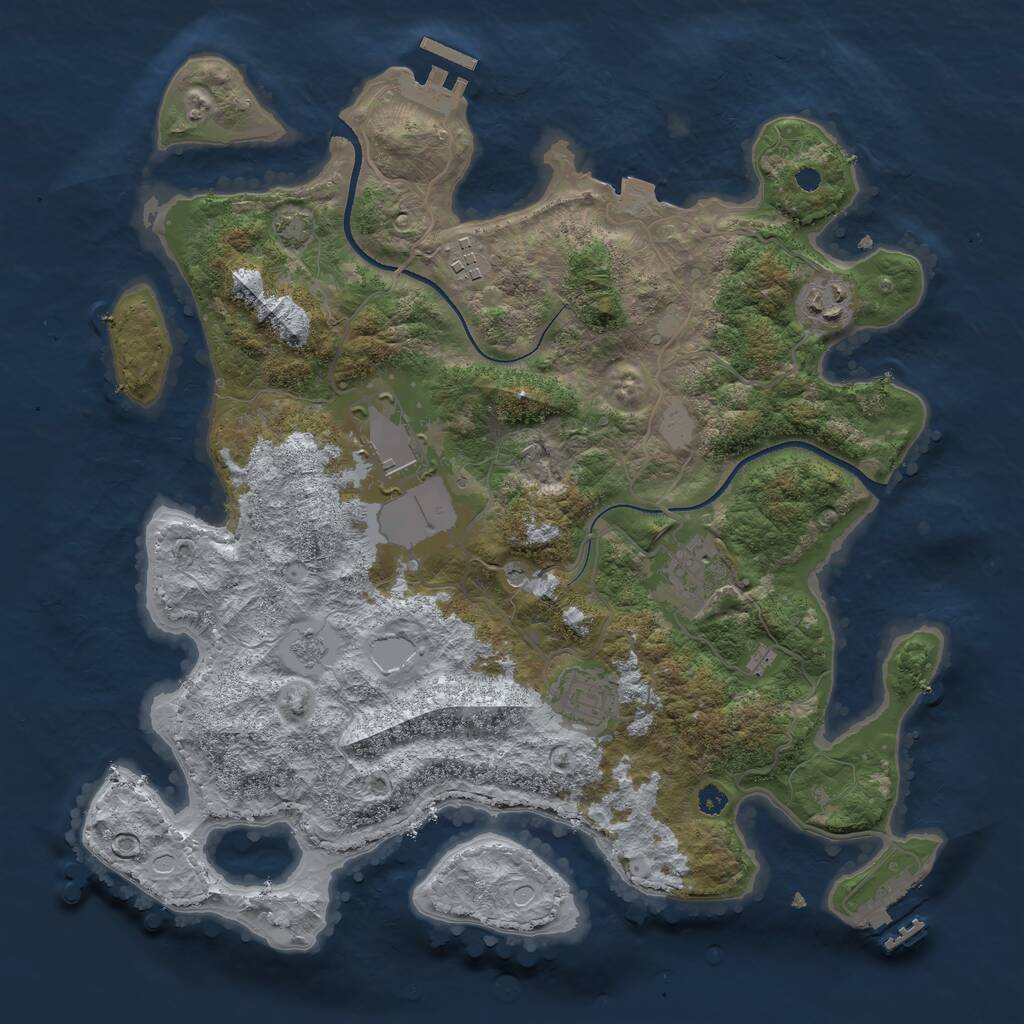 Rust Map: Procedural Map, Size: 3500, Seed: 314766649, 11 Monuments