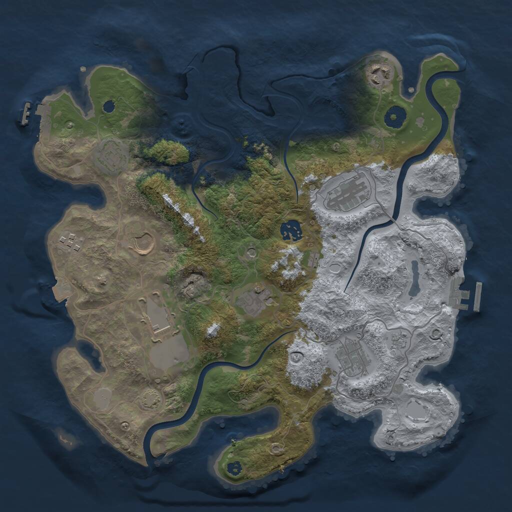 Rust Map: Procedural Map, Size: 3500, Seed: 7187498, 15 Monuments
