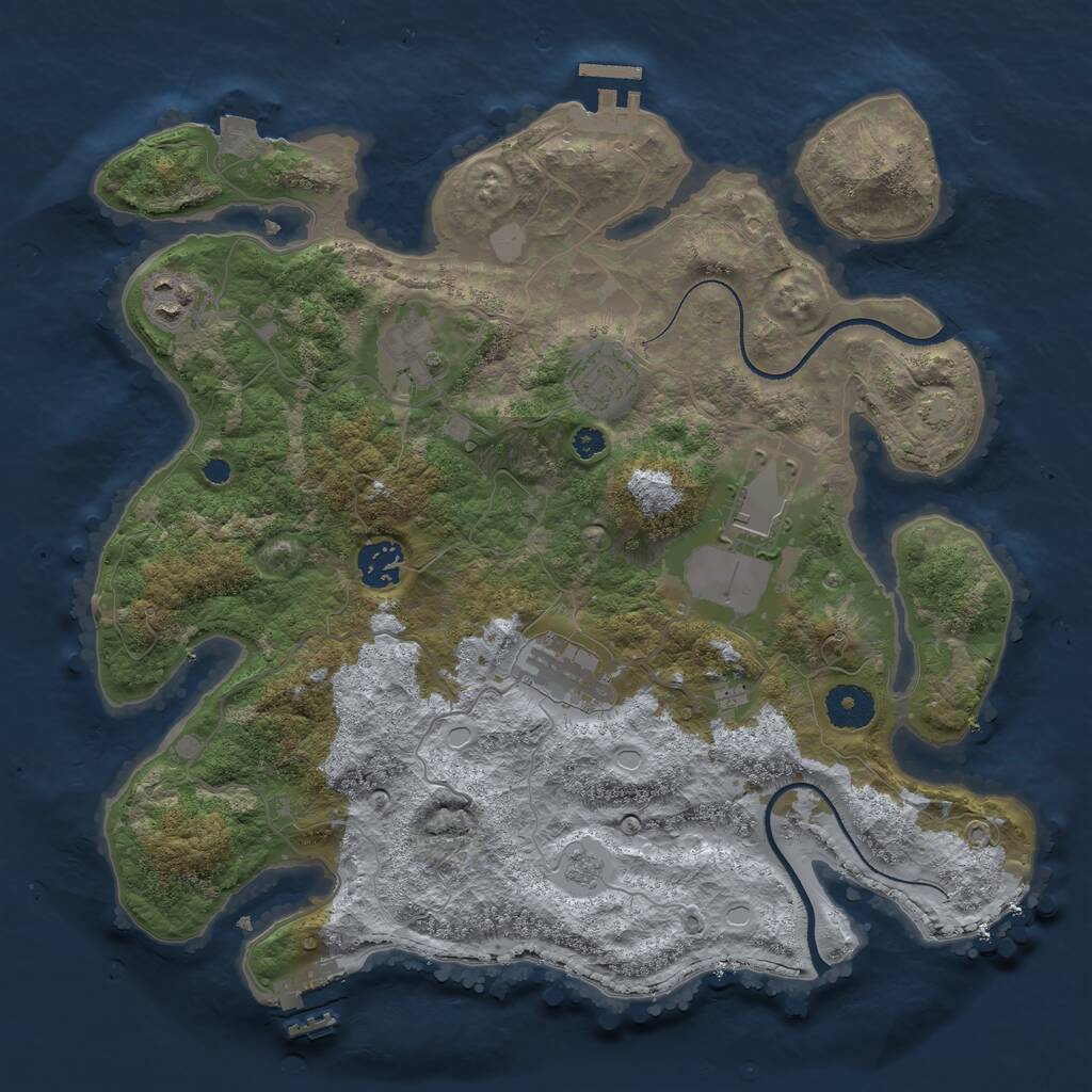 Rust Map: Procedural Map, Size: 3500, Seed: 1502123213, 11 Monuments